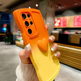 3D Cute Love Heart Gradient With Strap Case For Samsung