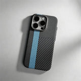 Relief Carbon Fiber Magnetic Lens Metal Protective Case for iPhone