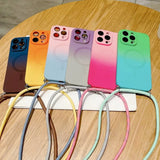 Gradient Color Crossbody Lanyard Camera Protector Magnetic Case For iPhone