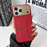 Plaid Card Pocket AI Button Cooling Hard Case for iPhone