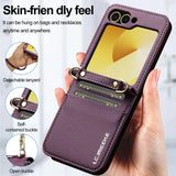 Crossbody Lanyard & Card Slots Leather Case for Samsung Z Flip