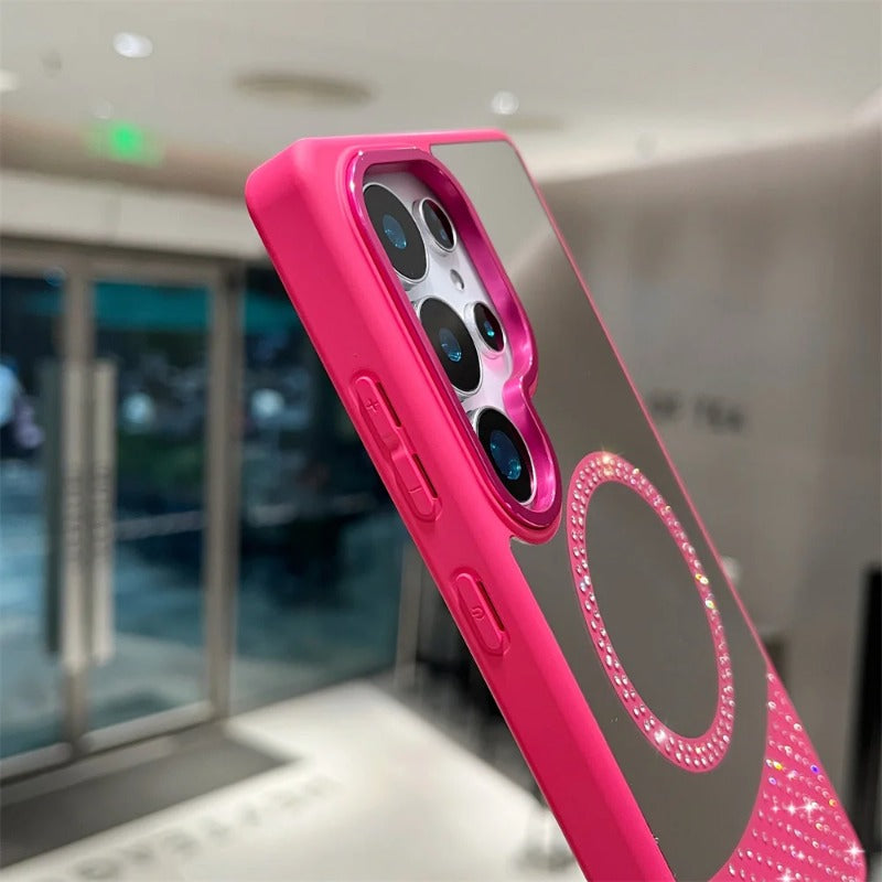 Glitter Diamond Magnetic Mirror Case For Samsung