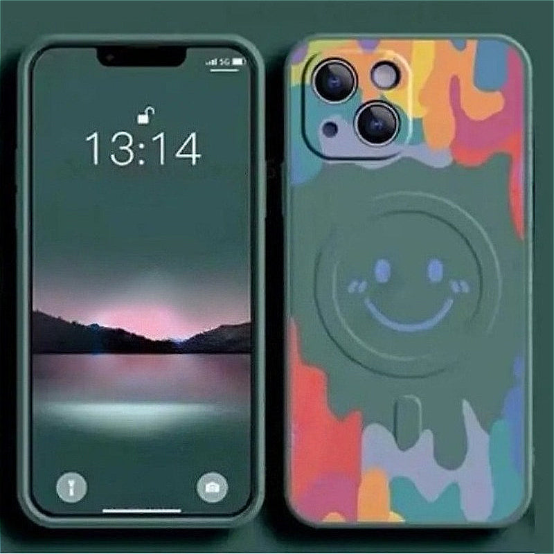 Silicone Graffiti Smile Magsafing Case for iPhone