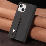 Wrist Strap Leather Flip Wallet Case for iPhone