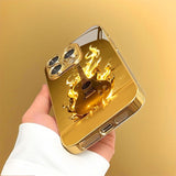 Flame Guitar Electroplated Tempered Glass Phone Case for iPhone