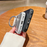 Carbon Fiber Plating Bracket Magnetic Case for iPhone