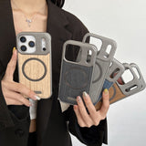Wood Grain Borderless Heat Dissipation Magnetic Case for iPhone