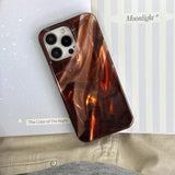 Retro Glossy Brown Render Satin Pattern Shockproof TPU Case for iPhone