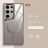 Luxury Plating Frame Magnetic Transparent Phone Case for Samsung