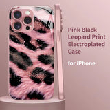 Pink Black Leopard Print Electroplated Case for iPhone