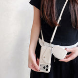 Fashion Denim Texture Crossbody Wallet Card Case for iPhone