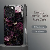 Luxury Purple Black Rose Electroplated Case for iPhone