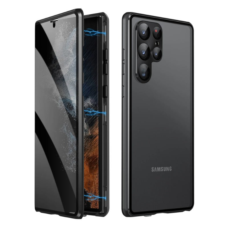 Magnetic Double Sided Tempered Glass Metal Frame Case For Samsung