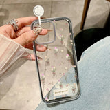 Candy Color Transparent Flower Soft Case For iPhone