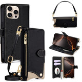 Fashion Wallet Leather Case with Lanyard for iPhone