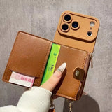 Fashion Card Holder Leather Crossbody Case for iPhone