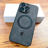 Luxury PU Leather Deer Magsafe Wireless Charge Case for iPhone