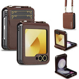 Crossbody Lanyard & Card Slots Leather Case for Samsung Z Flip