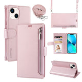 Minimalist Leather Wallet Case with Lanyard for iPhone