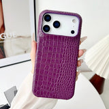 Solid Color Glossy Crocodile Skin Pattern Shockproof Phone Case for iPhone