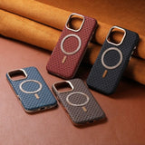 Luxury Leather Carbon Fiber Texture Magnetic Shockproof Phone Case for iPhone