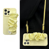 Solid-Color Silk Scarf Wrist Strap with Lanyard Case for iPhone