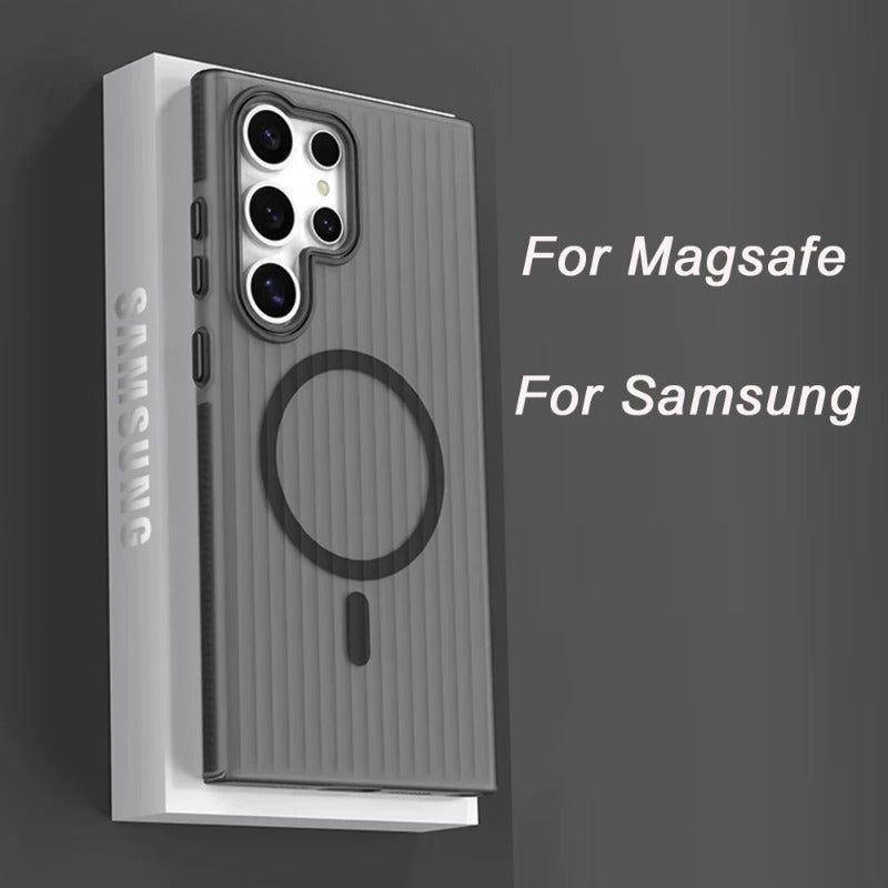 Corrugated Pattern Non-slip Magnetic Matte Case For Samsung