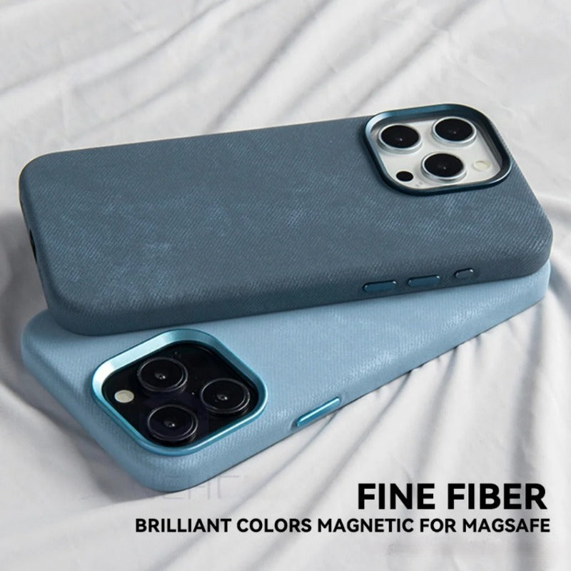 Leather Luxury Flannel Fiber Magnetic Case For iPhone