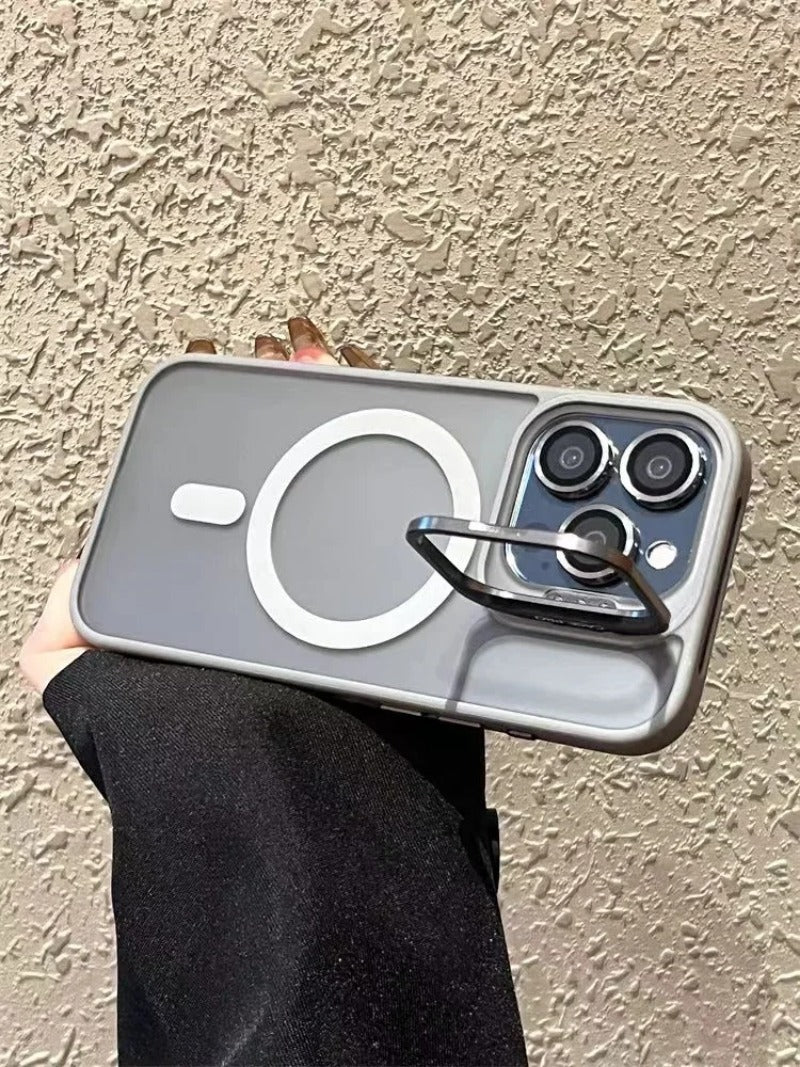 Luxury Magnetic Matte Lens Bracket Case For iPhone