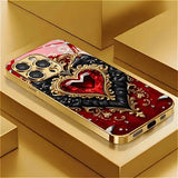 Luxury Heart Gem Pattern Electroplated Case for iPhone