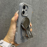 Magnetic Kickstand Wristband Strap Wireless Charging Bumper Case For iPhone