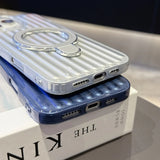 Glossy Corrugated Stripe Magnetic Case For iPhone