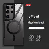 Luxury Plating Frame Magnetic Transparent Phone Case for Samsung