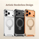 Frameless Plain Leather Magnetic Stand Case for iPhone