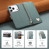 Fashion Heart Pattern Leather Wallet Case for iPhone