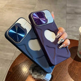 Fashion Hole Magnetic Lens Protection Stand Silicone Case for iPhone