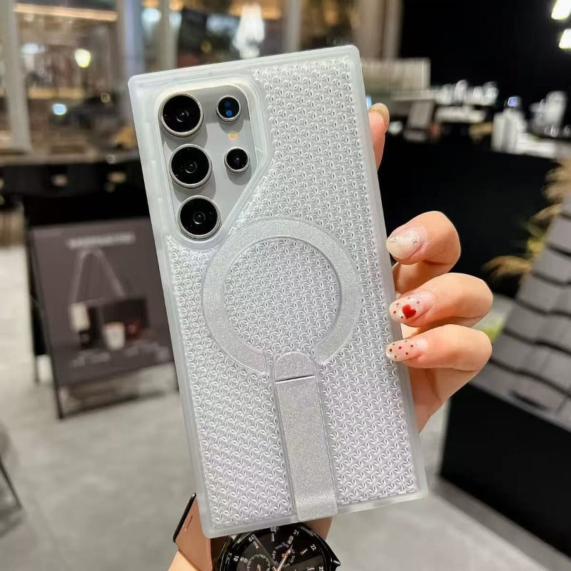 Heat Dissipation Invisible Folding Stand Magnetic Wireless Case For Samsung