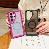 Transparent Glitter Magnetic 2in1 Airbag Shockproof Case For Samsung