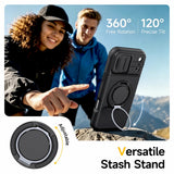 Armor Reinforced Shock‑Absorbent Case With Card Slot & Stand for iPhone