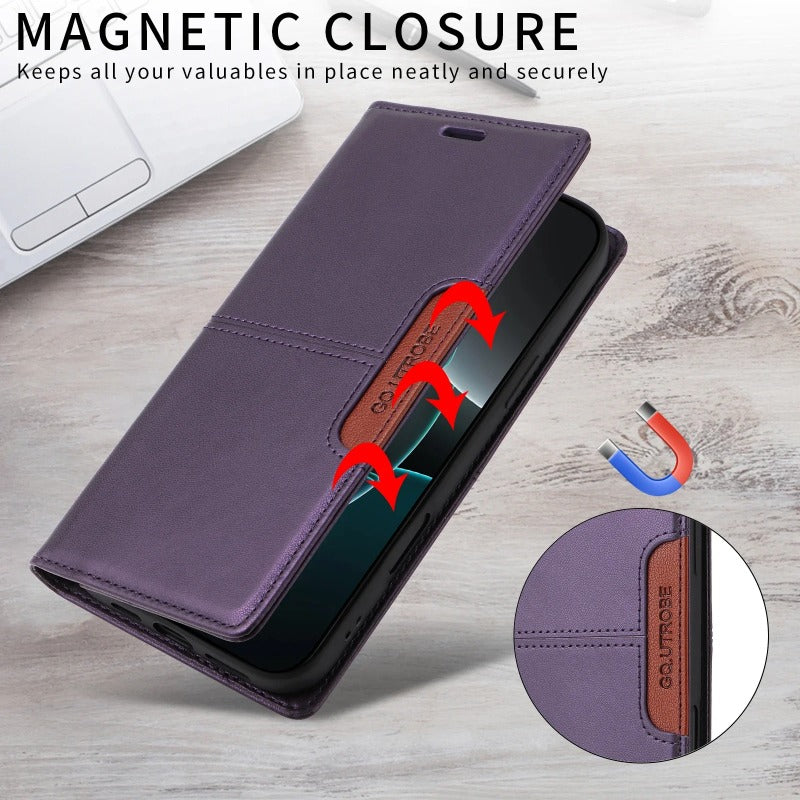 Leather Magnetic Book Wallet Case for Samsung