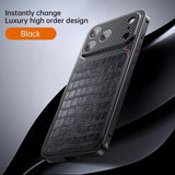 Crocodile Texture Metal Magnetic Shockproof Case for iPhone