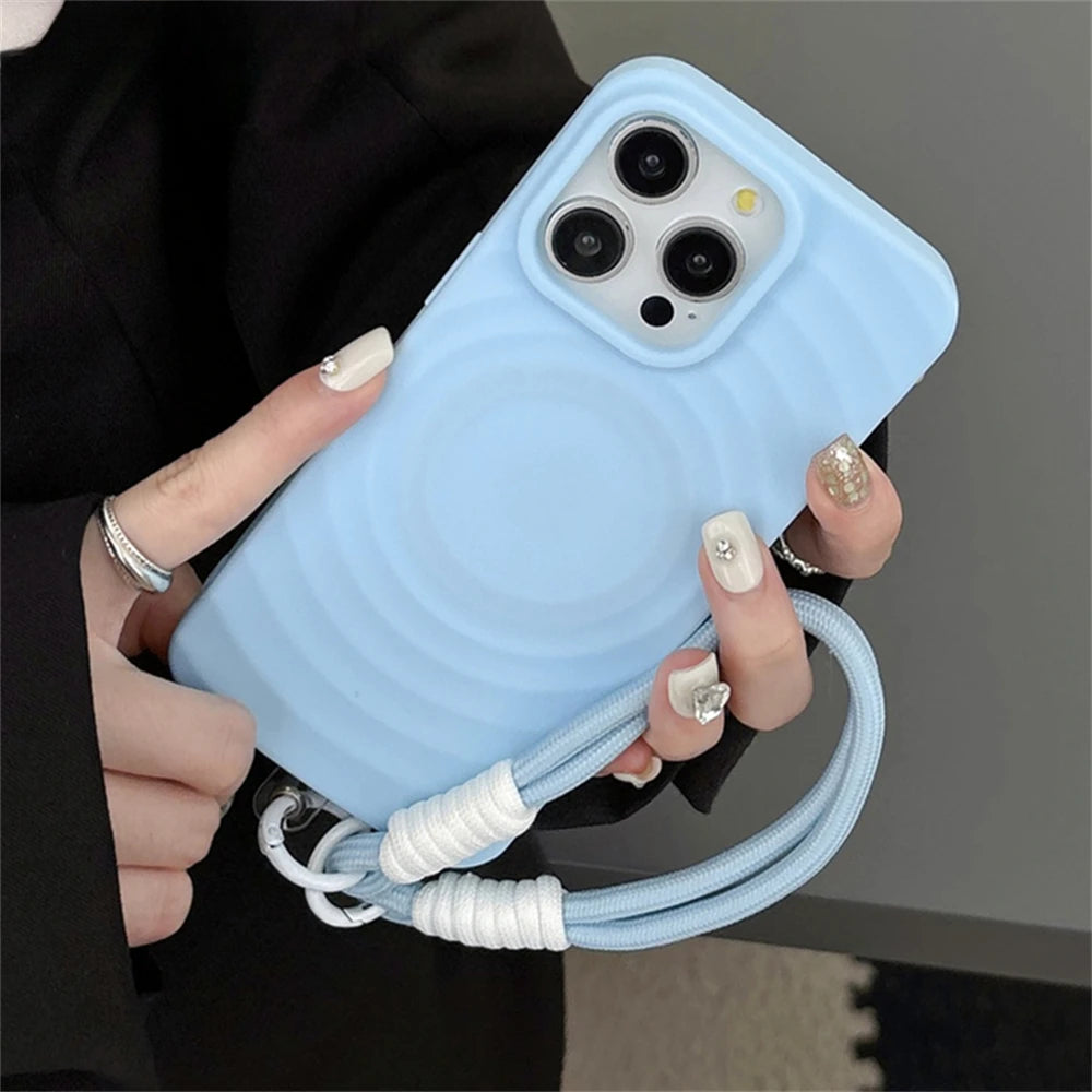 3D Wave Magnetic Wrist Strap Case For iPhone