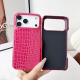 Solid Color Glossy Crocodile Skin Pattern Shockproof Phone Case for iPhone