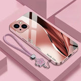 Cool Streamline Pattern Electroplated Case with Lanyard for iPhone