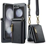 2 in 1 Leather Magnetic Flip Wallet Case for Samsung Z Flip