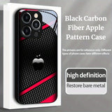 Black Carbon Fiber Apple Pattern Case for iPhone
