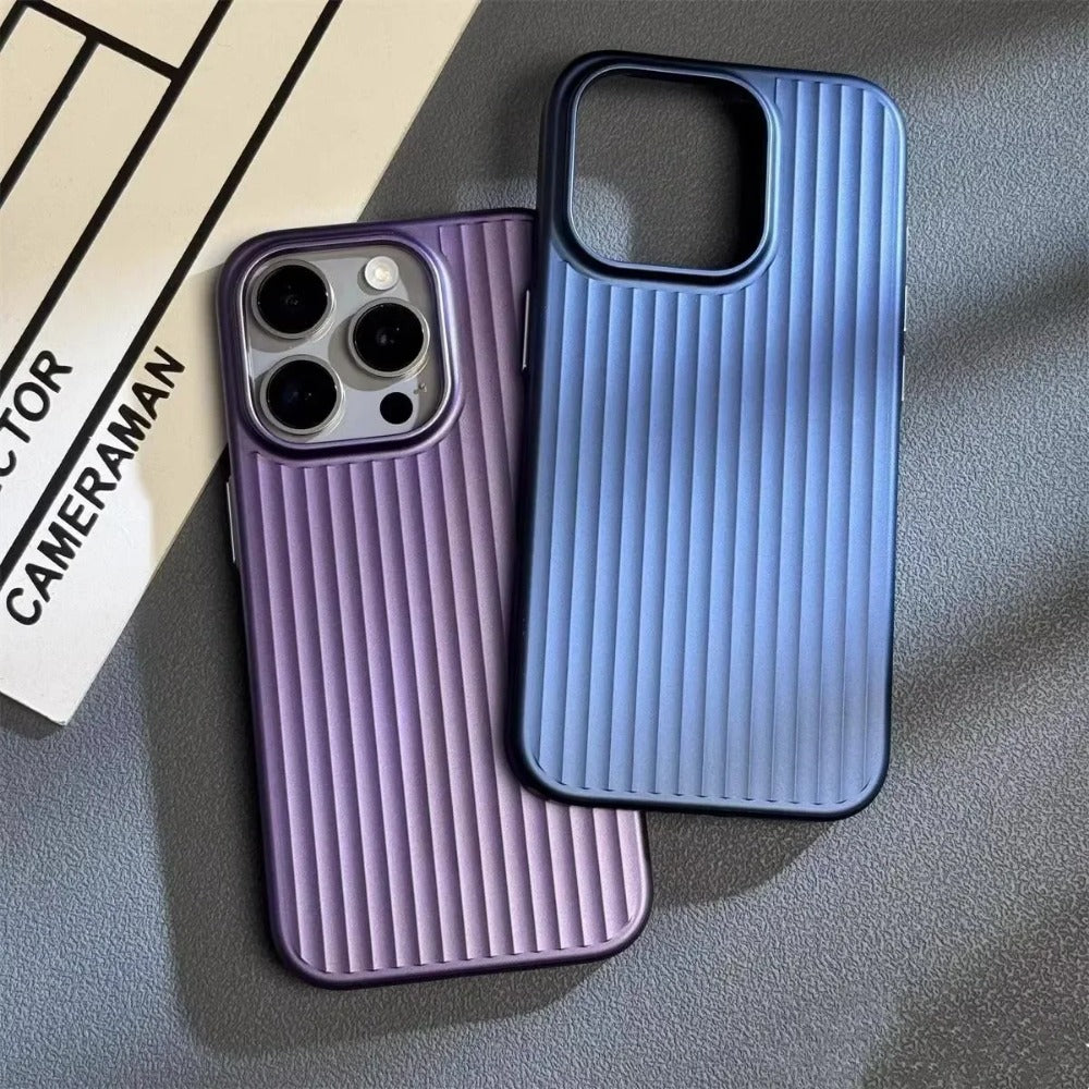 Luxury Natural Titanium Corrugated Phone Case for iPhone