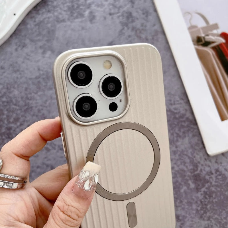 Titanium Luggage Pattern Magnetic Phone Case For iPhone