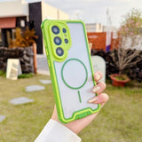 Contrast Color Magnetic Shockproof Transparent Hard Case For Samsung