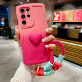 3D Cute Love Heart Gradient With Strap Case For Samsung